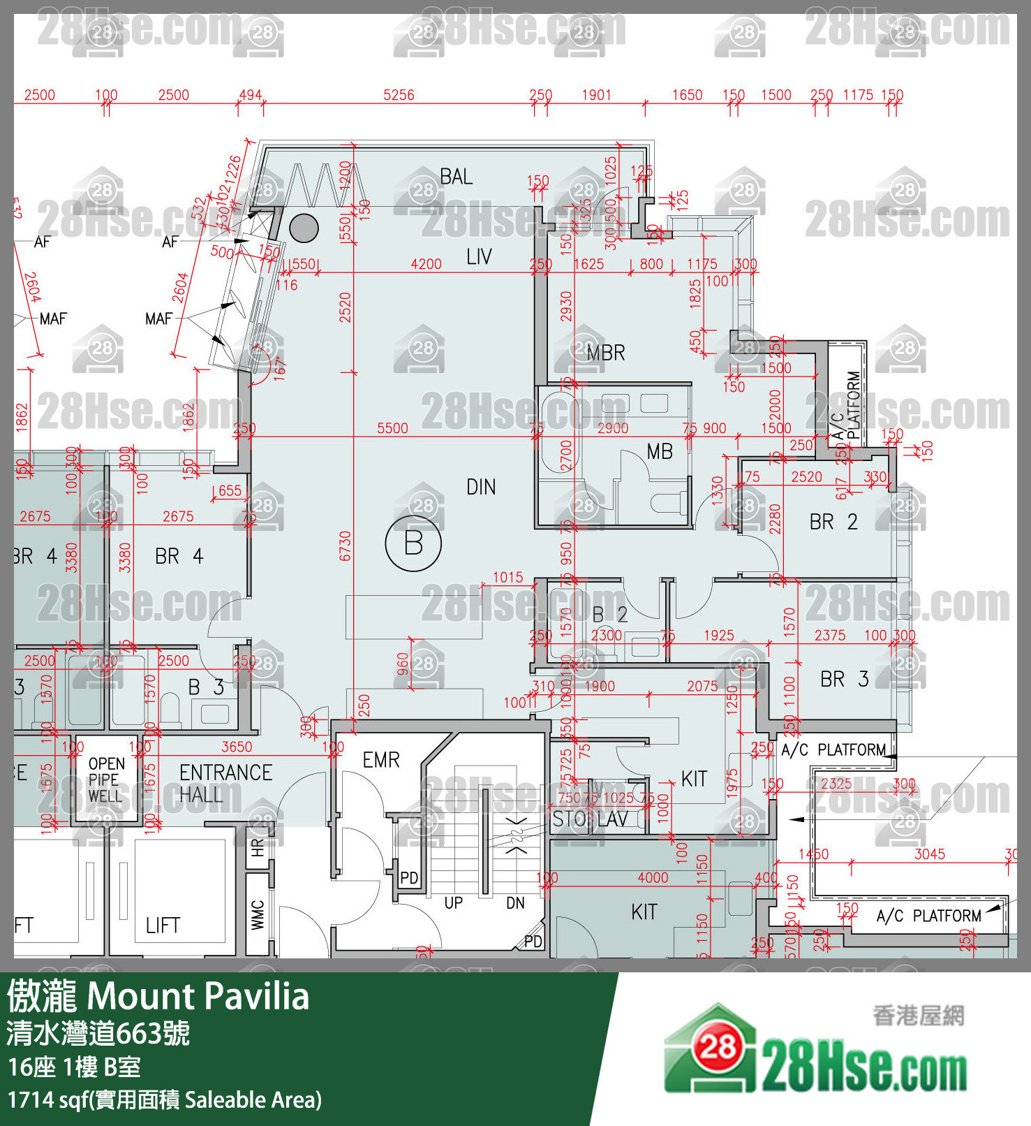 傲瀧 16座 1樓 B室 平面圖