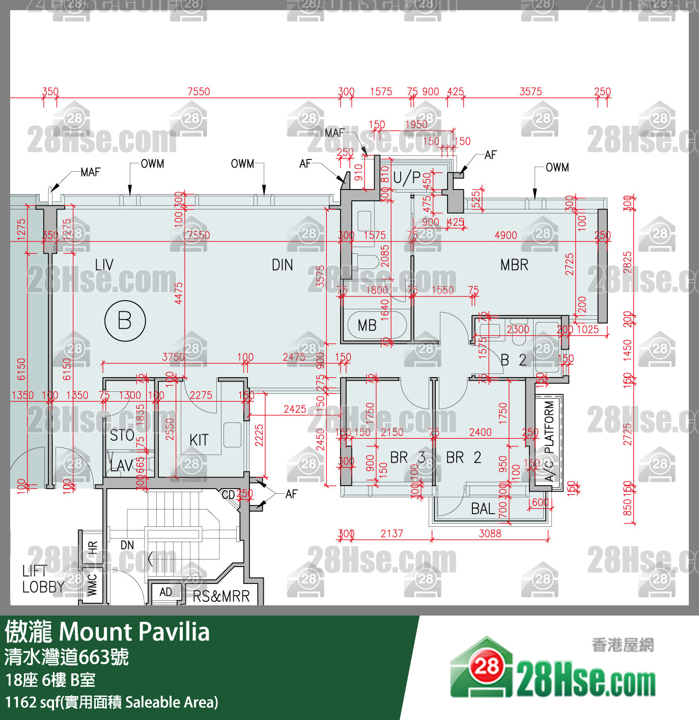 傲瀧 18座 6樓 B室 平面圖