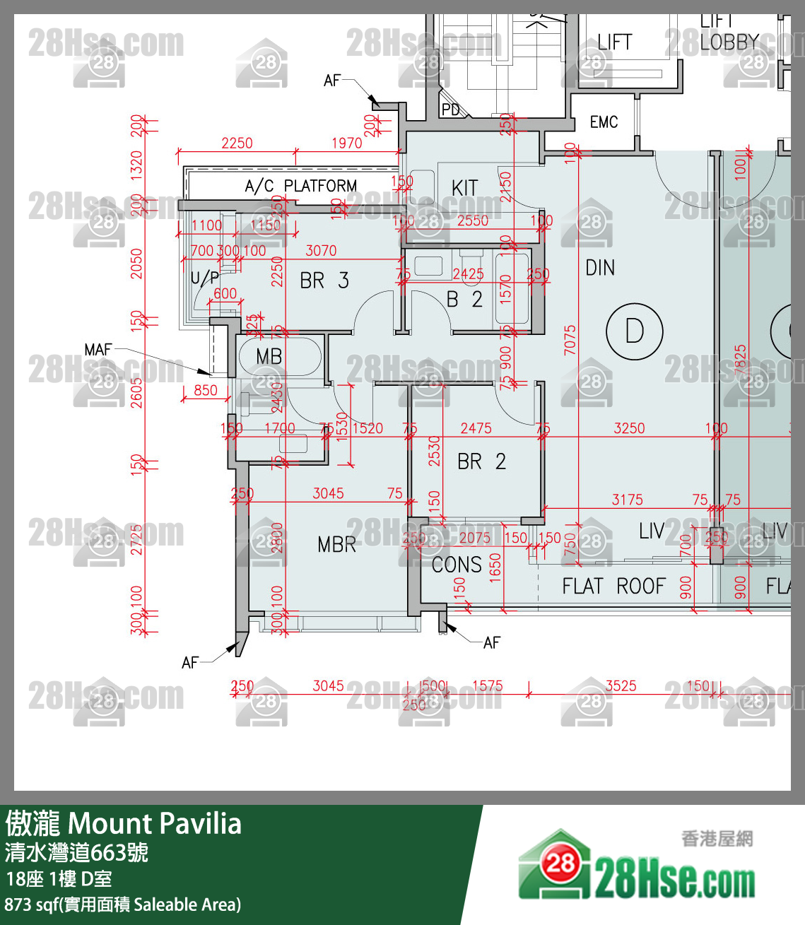 傲瀧 18座1樓 D室 平面圖