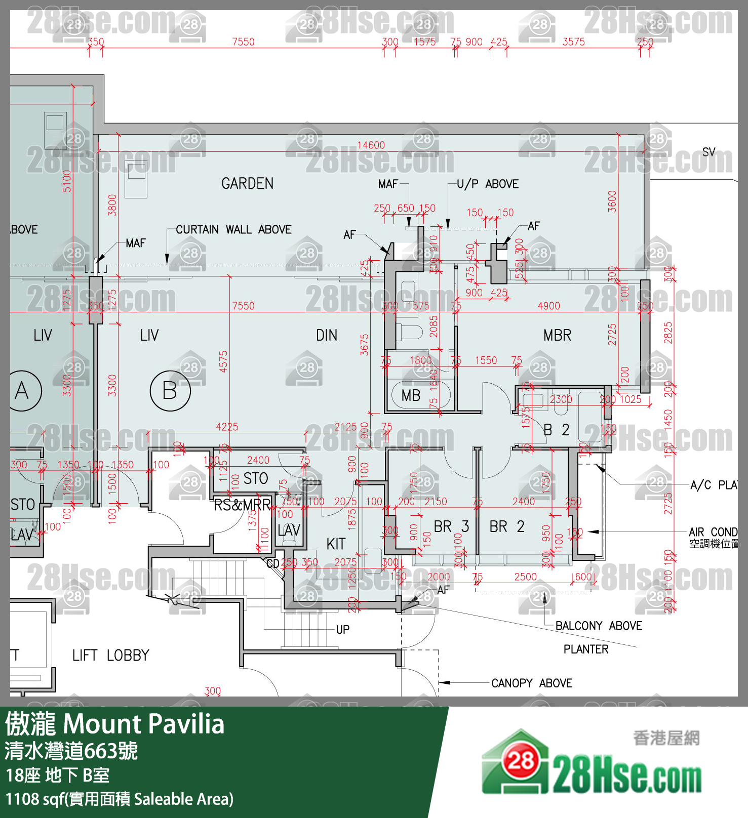 傲瀧 18座 B室 平面圖