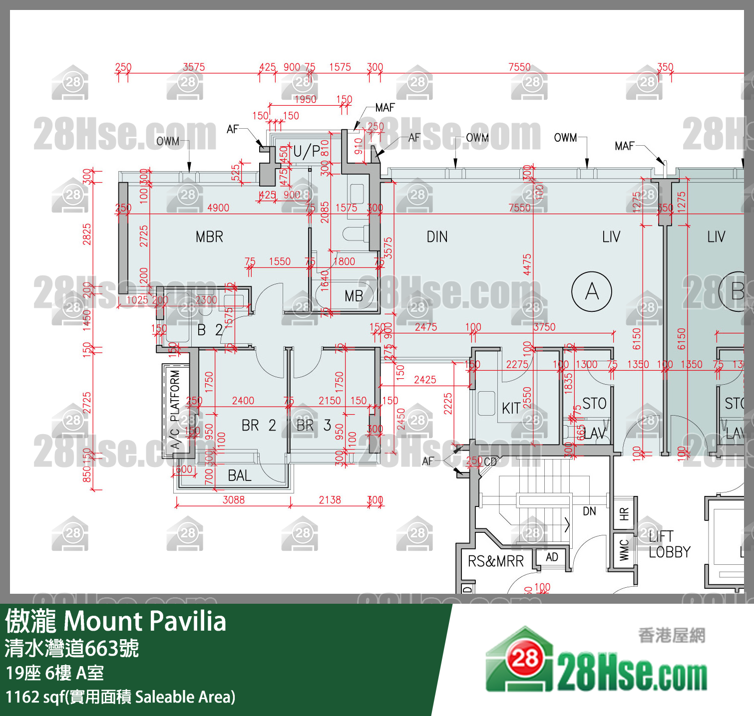 傲泷 19座 6楼 A室 平面图