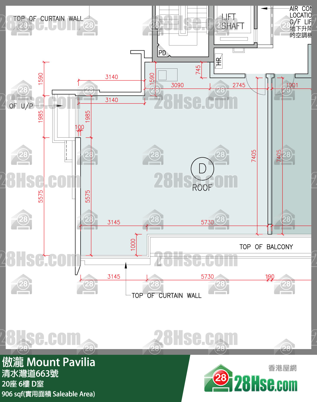 傲瀧 20座6樓 D室 平面圖