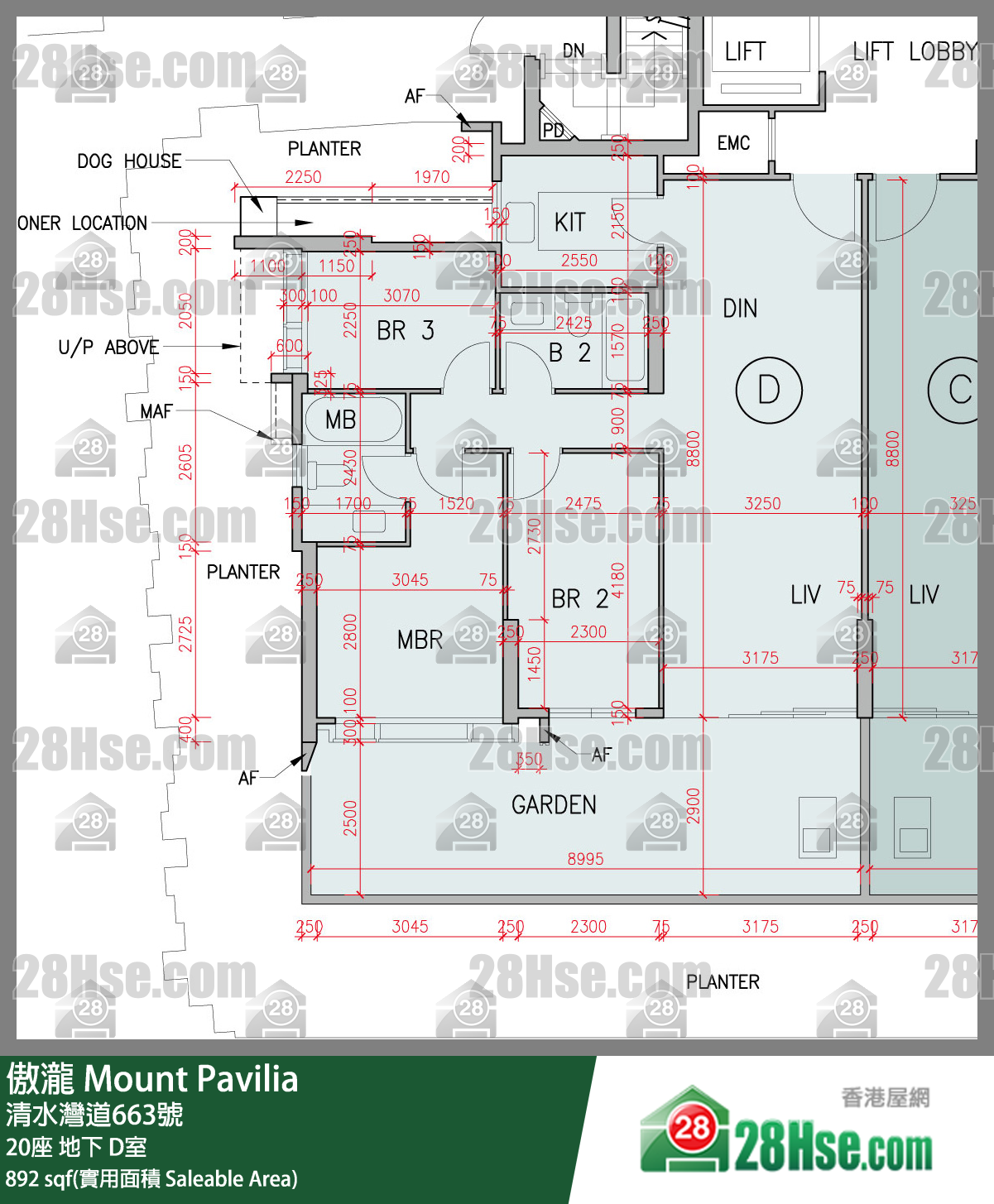 傲瀧 20座 D室 平面圖