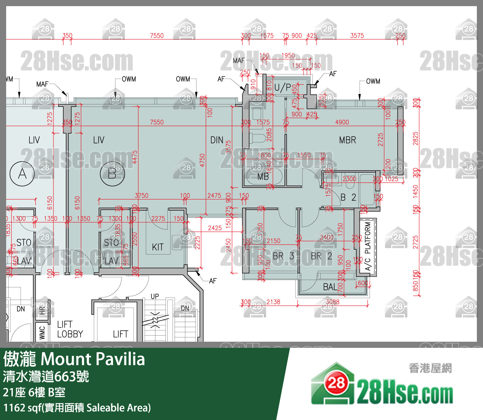 傲瀧 21座 6樓 B室 平面圖