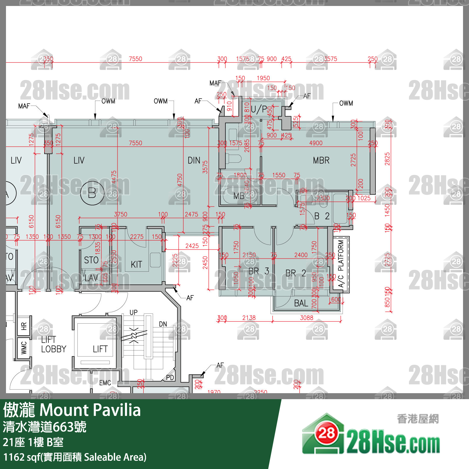 傲瀧 21座 1樓 B室 平面圖