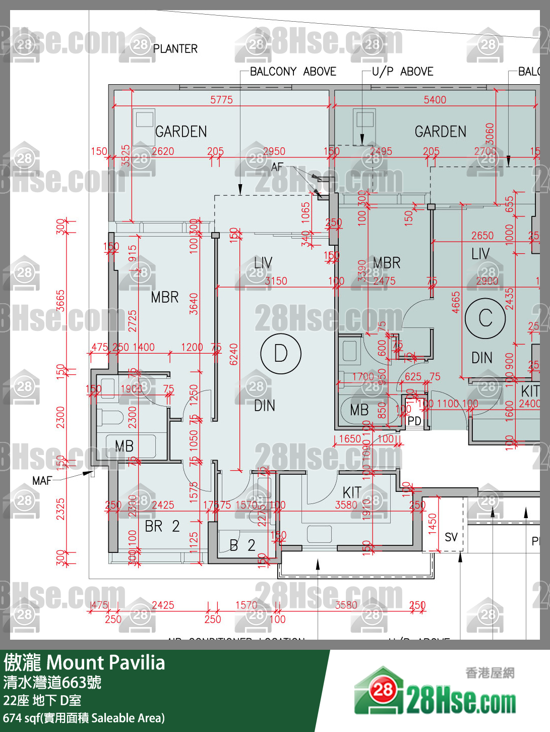 傲瀧 22座 D室 平面圖