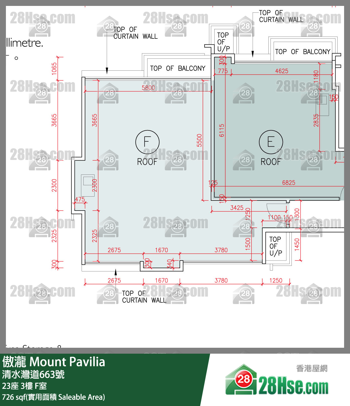 傲瀧 23座 3樓 F室 平面圖