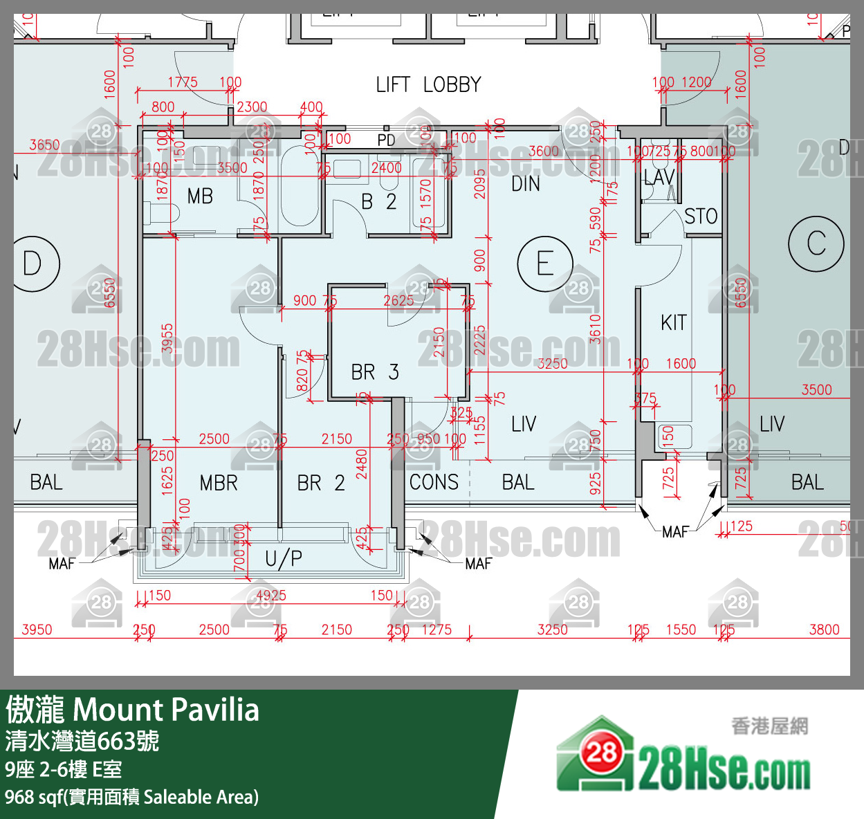 傲瀧 9座 5樓 E室 平面圖