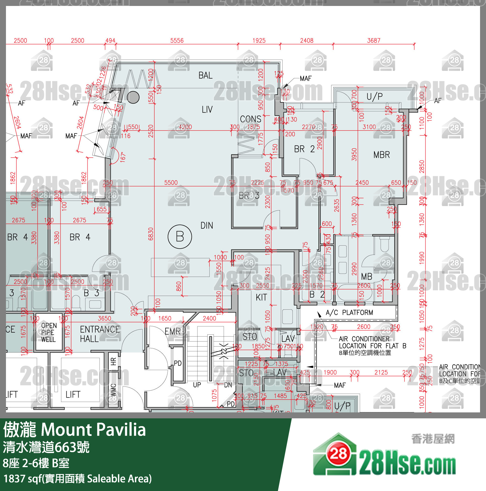 傲瀧 8座 2樓 B室 平面圖