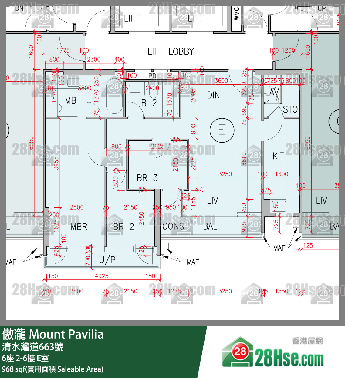傲瀧 6座 3樓 E室 平面圖