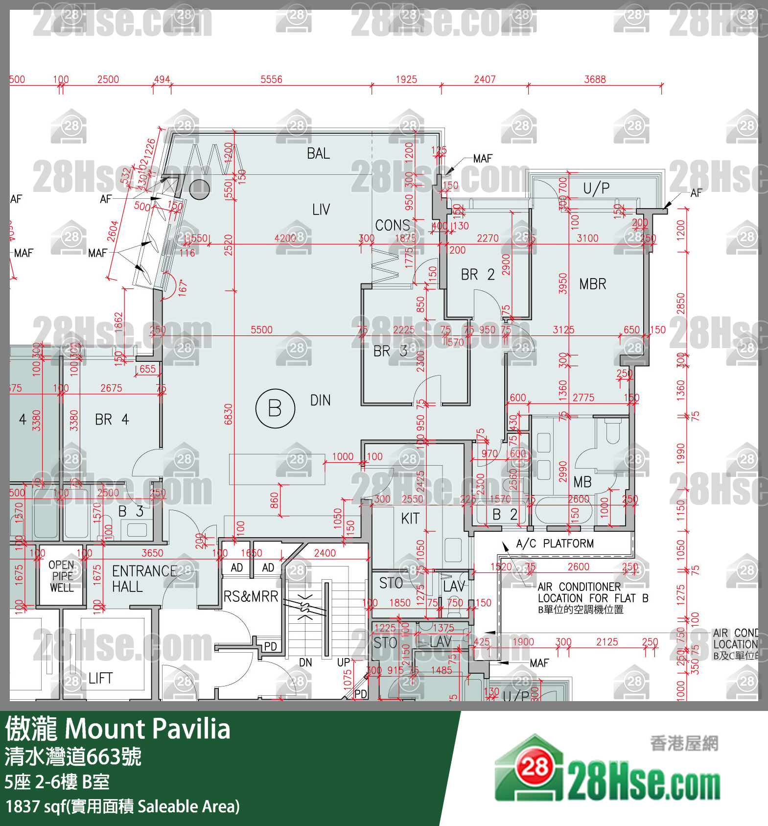 傲瀧 5座 6樓 B室 平面圖