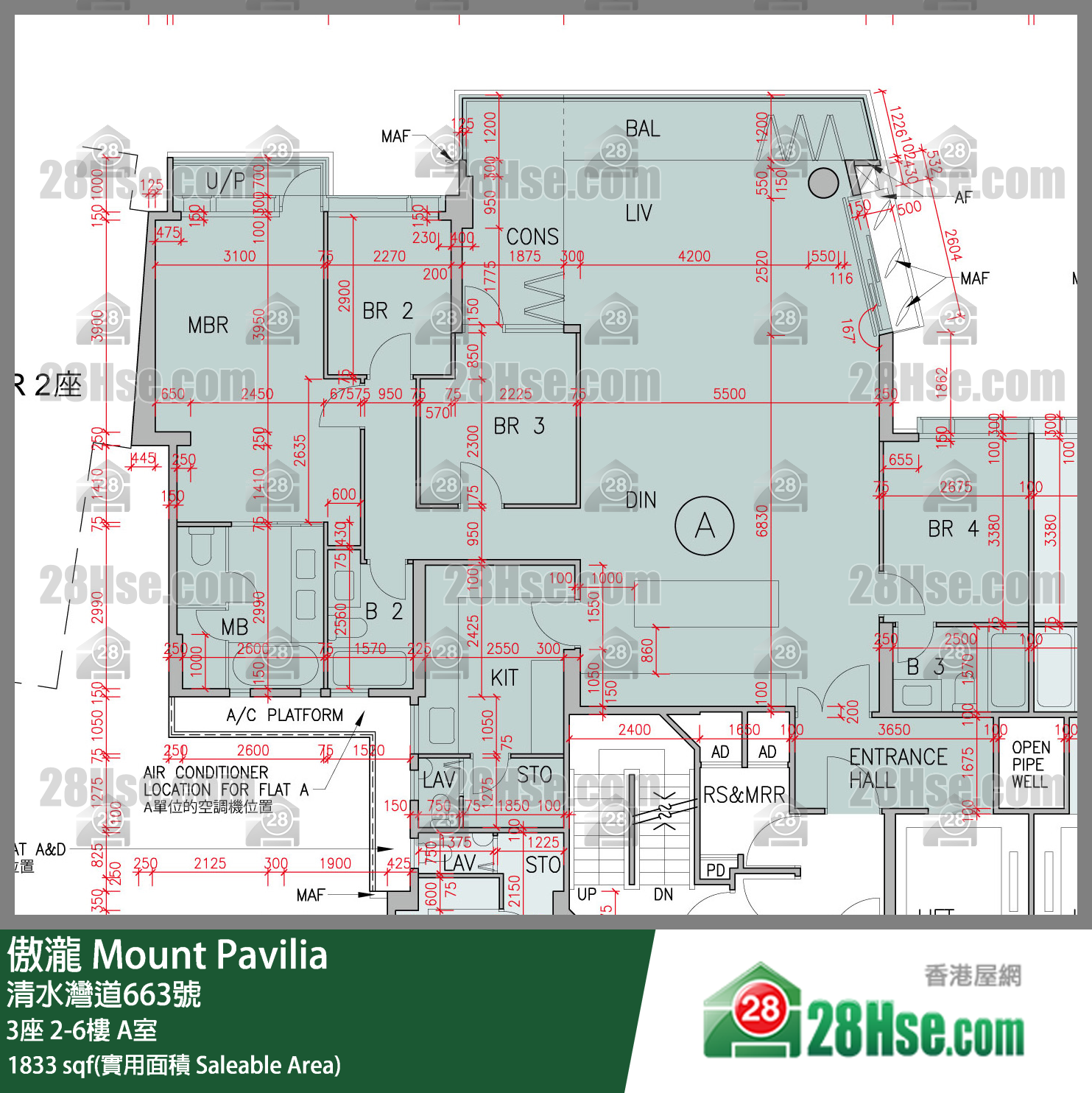 傲瀧 3座 5樓 A室 平面圖