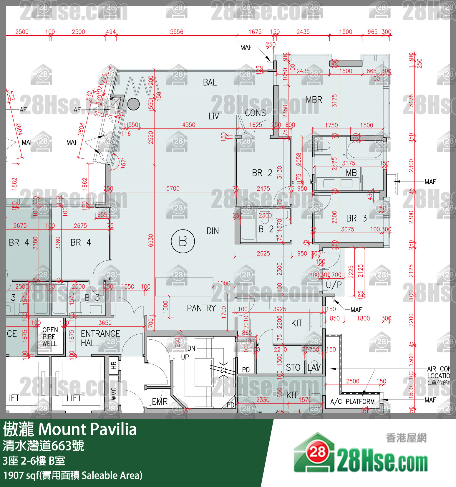 傲泷 单位平面图(由 28Hse 提供)