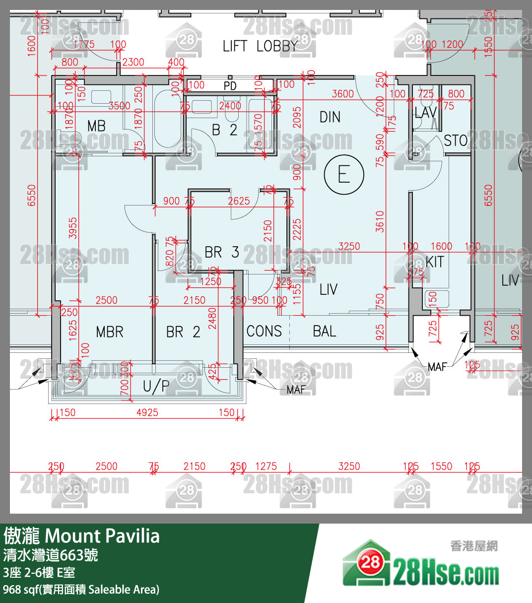 傲瀧 3座 6樓 E室 平面圖