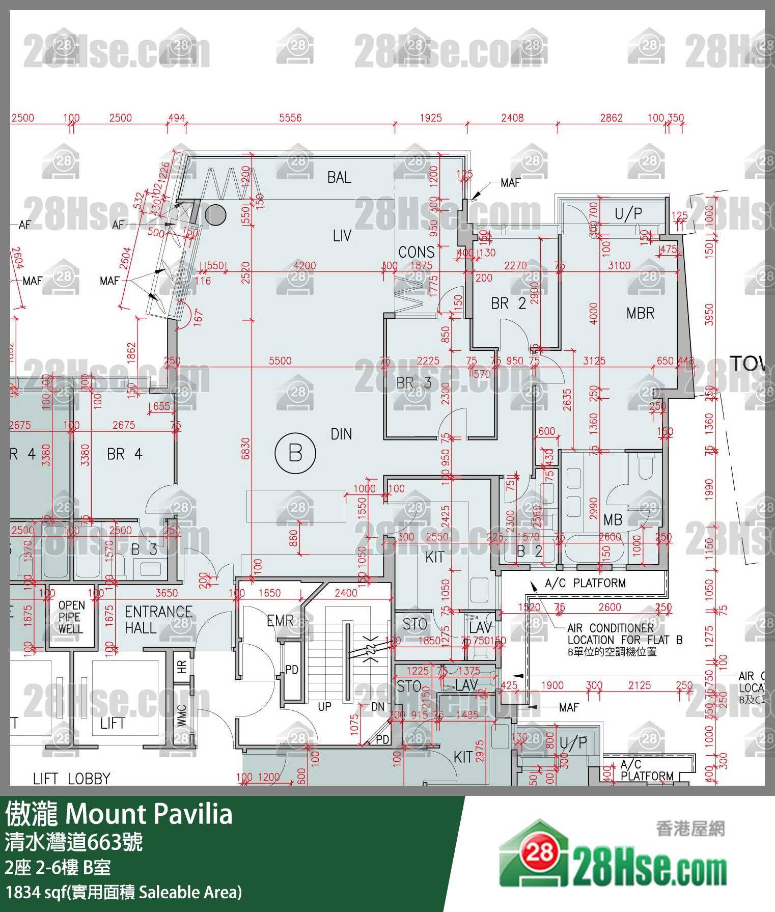 傲瀧 2座 3樓 B室 平面圖