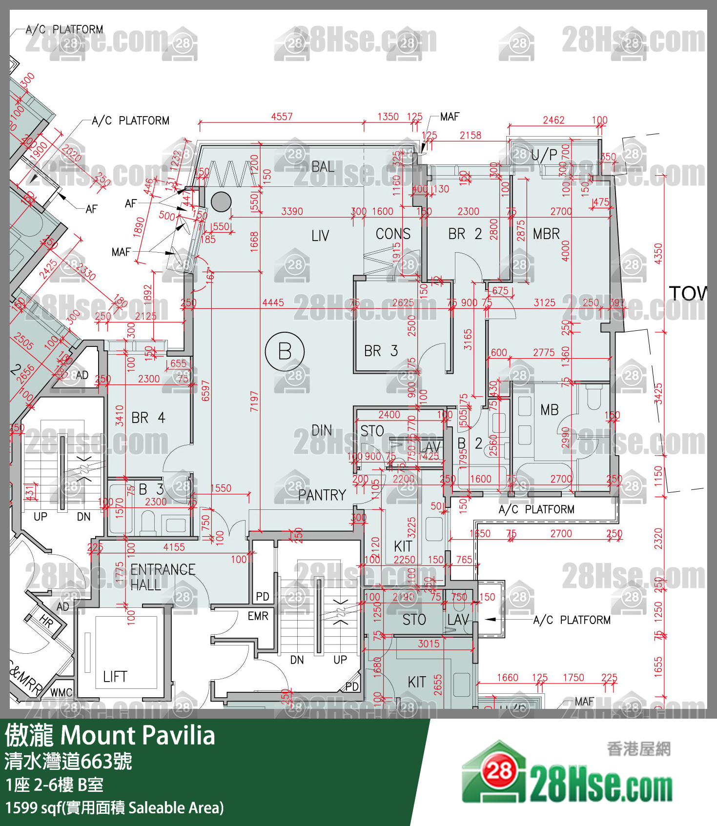 傲瀧 1座 5樓 B室 平面圖