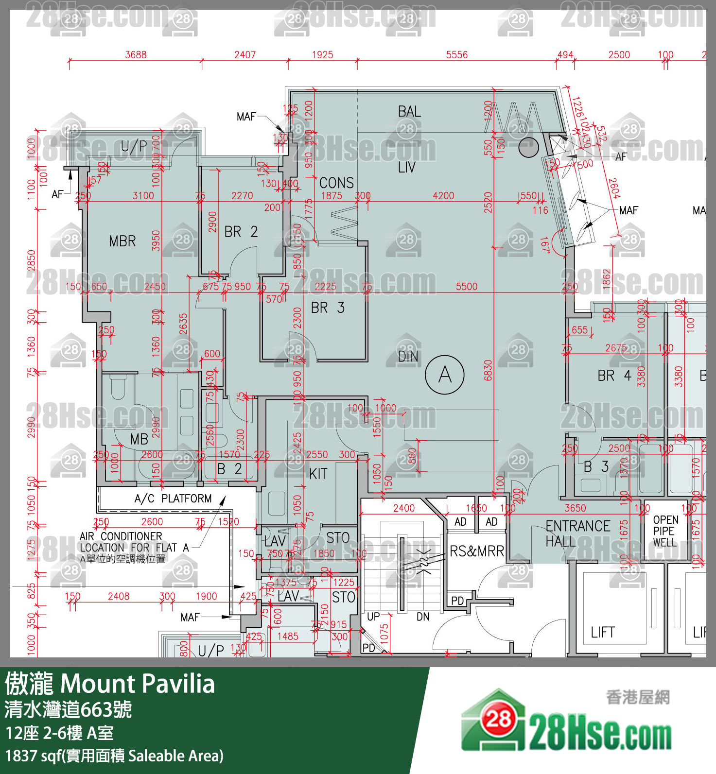 傲瀧 12座 3樓 A室 平面圖