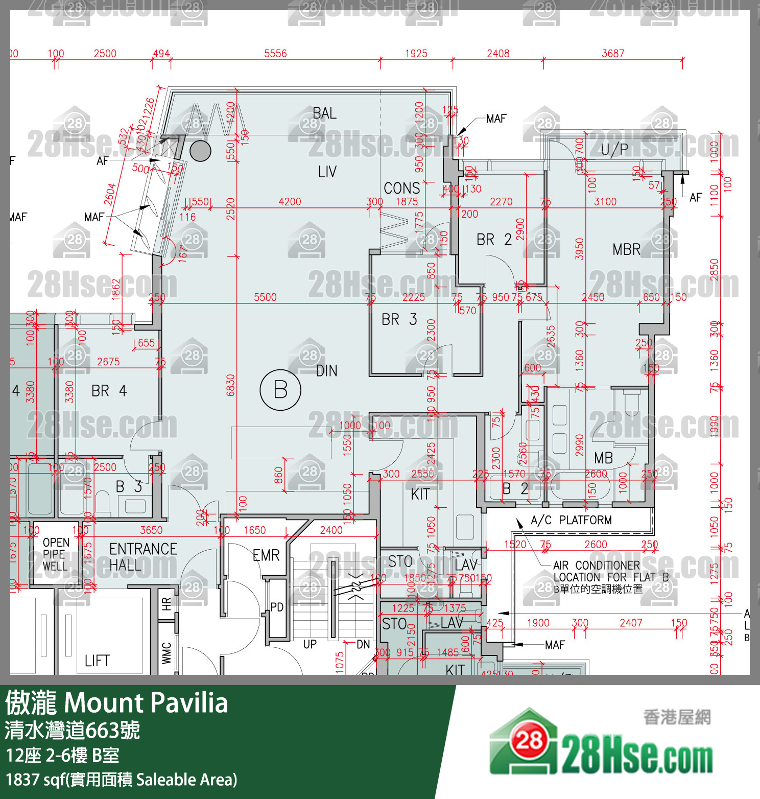傲瀧 12座 5樓 B室 平面圖