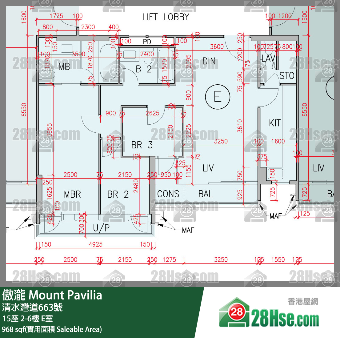 傲瀧 15座 2樓 E室 平面圖