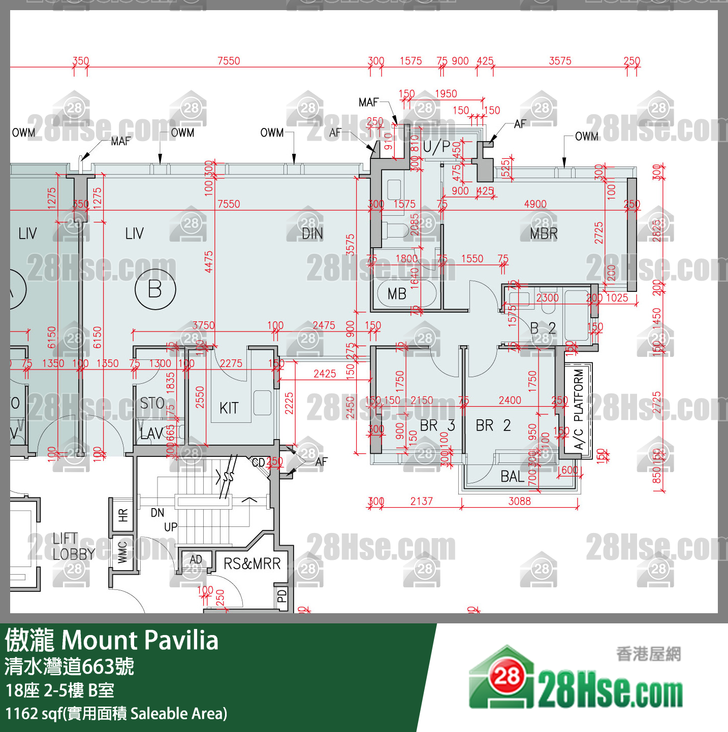 傲瀧 18座 5樓 B室 平面圖