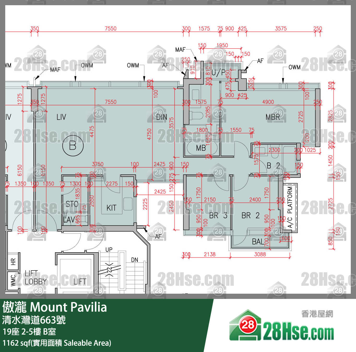 傲瀧 19座 3樓 B室 平面圖