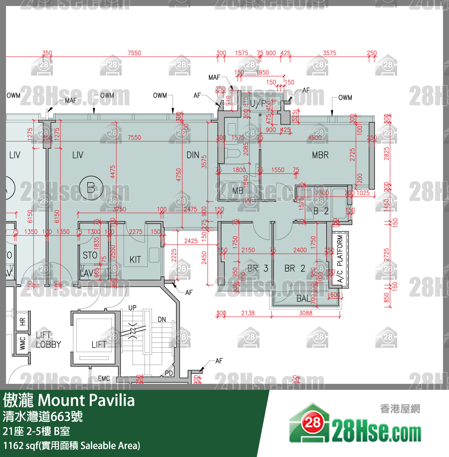 傲瀧 21座 3樓 B室 平面圖