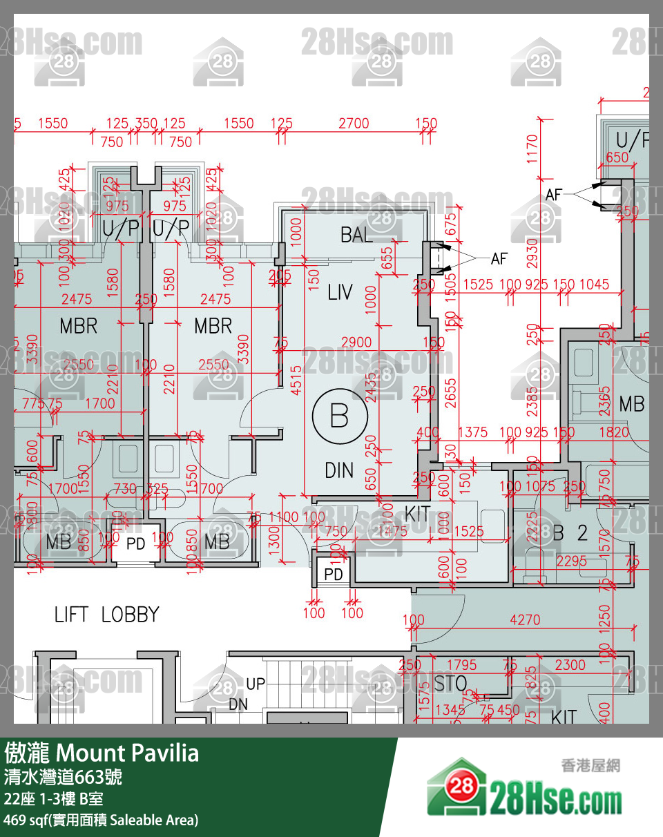 傲瀧 22座3樓 B室 平面圖