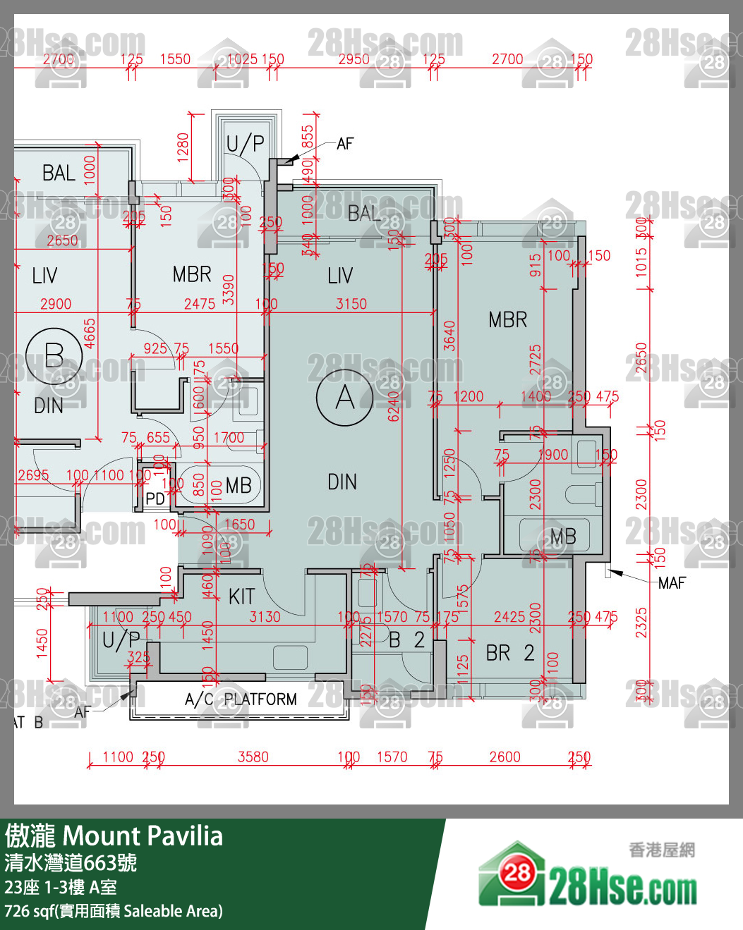 傲瀧 23座 3樓 A室 平面圖
