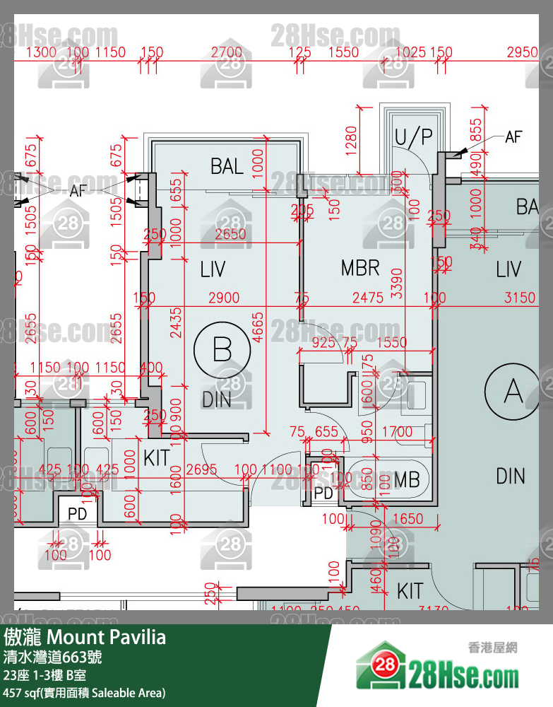 傲瀧 23座3樓 B室 平面圖