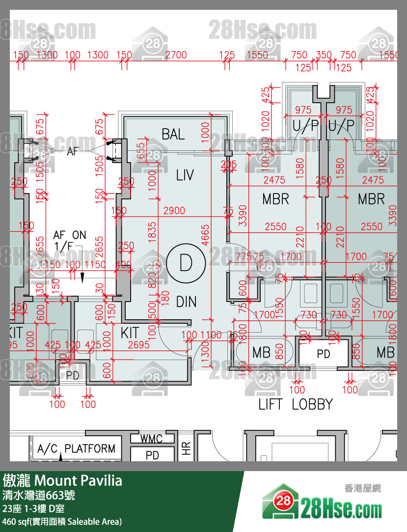 傲瀧 23座3樓 D室 平面圖