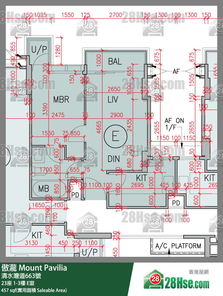 傲瀧 23座2樓 E室 平面圖