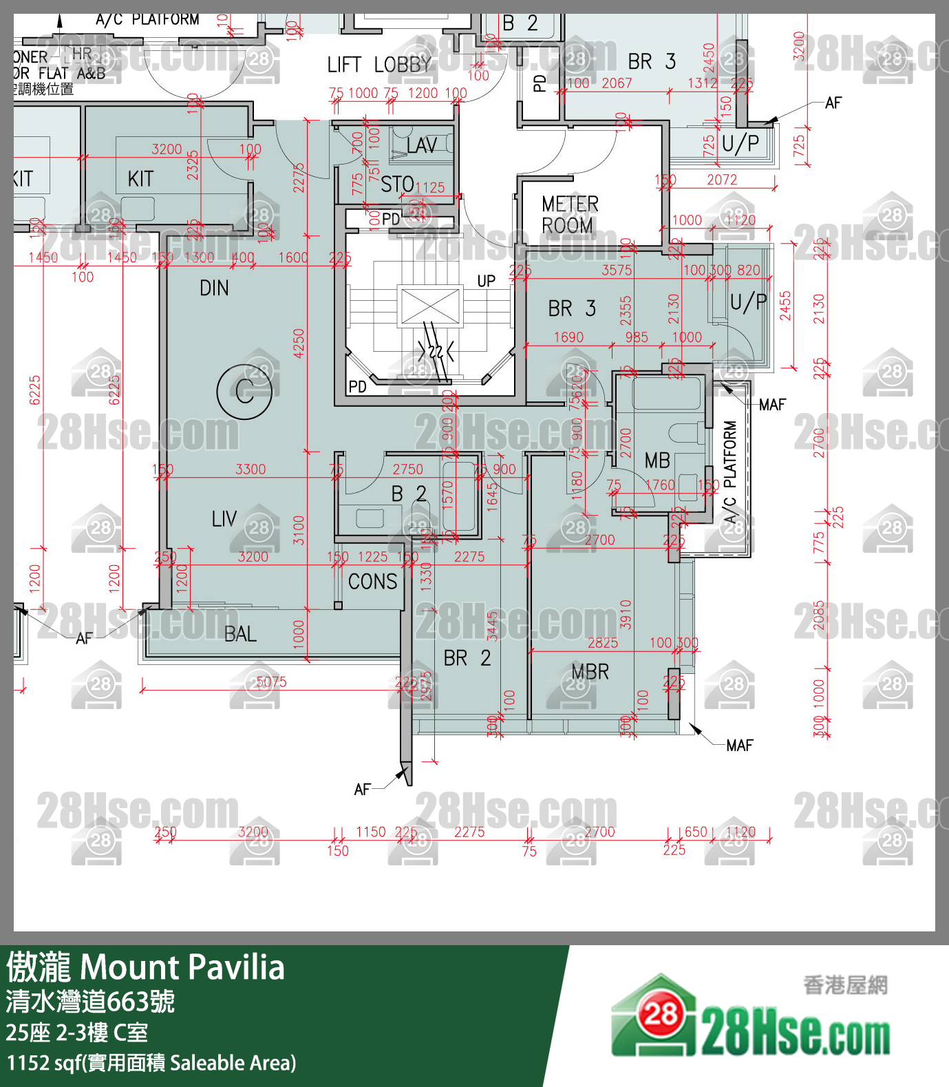 傲瀧 25座 2樓 C室 平面圖