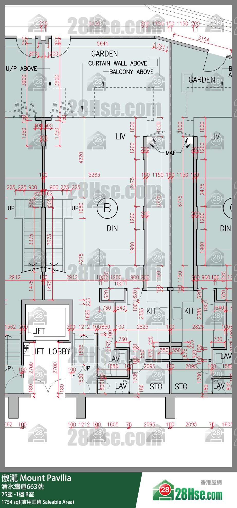 傲瀧 25座UG樓 B室 平面圖
