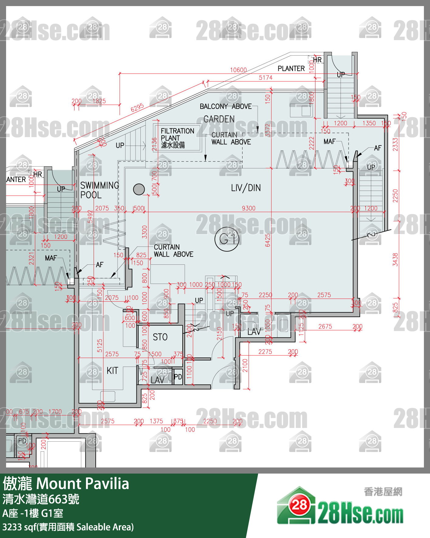 傲瀧 A座LG樓 G1室 平面圖