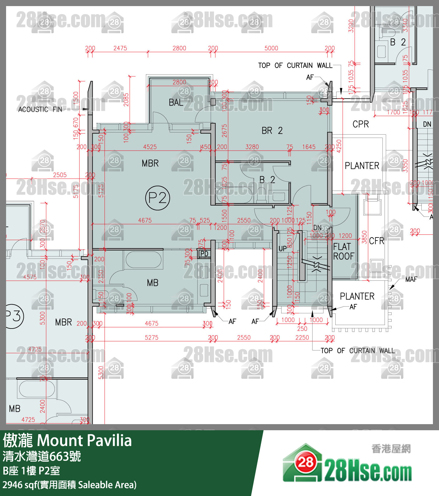 傲瀧 B座1樓 P2室 平面圖