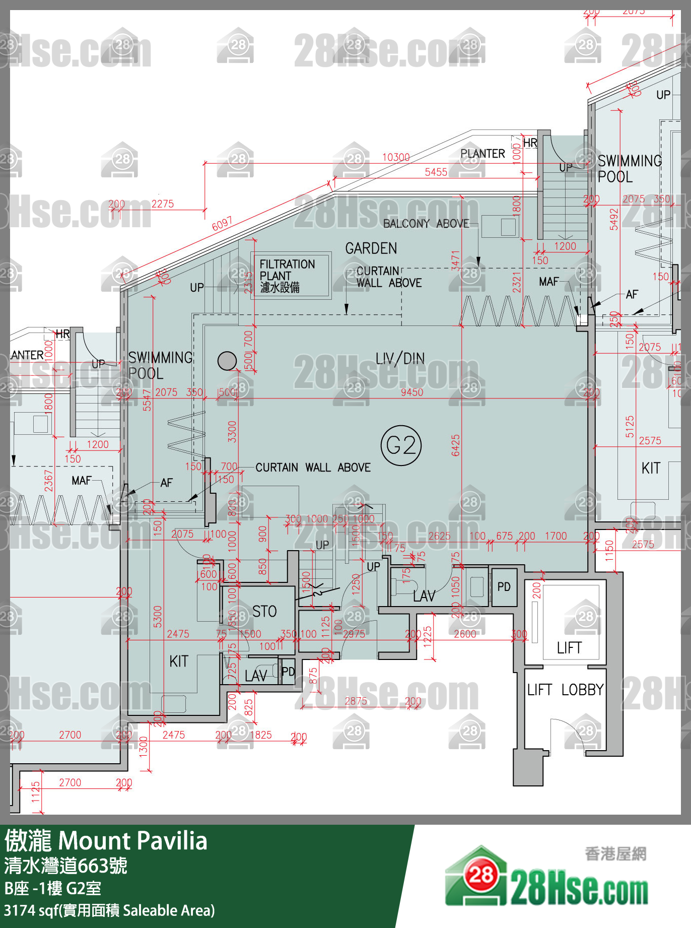 傲瀧 B座LG樓 G2室 平面圖