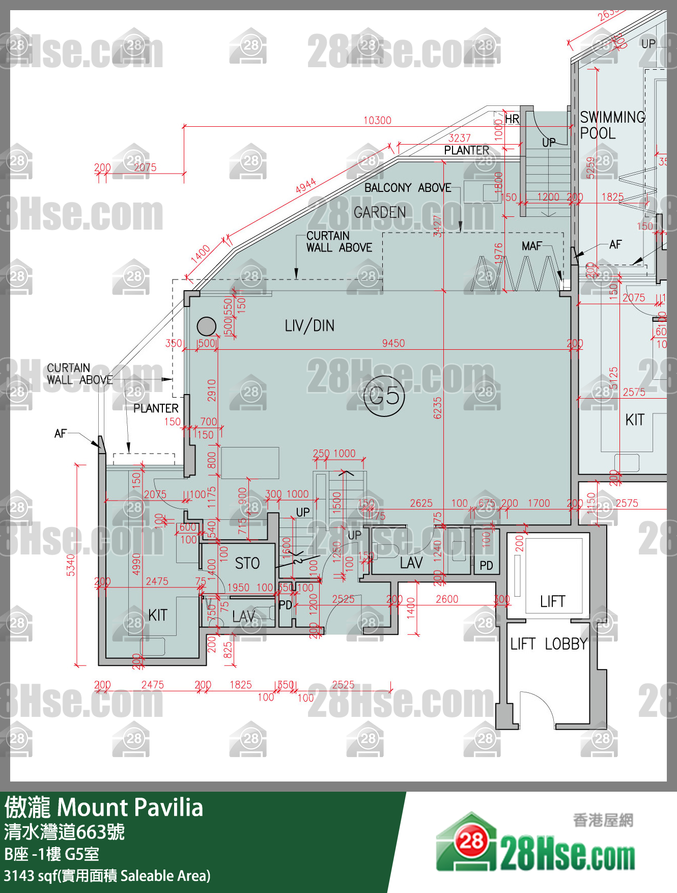 傲瀧 B座LG樓 G5室 平面圖