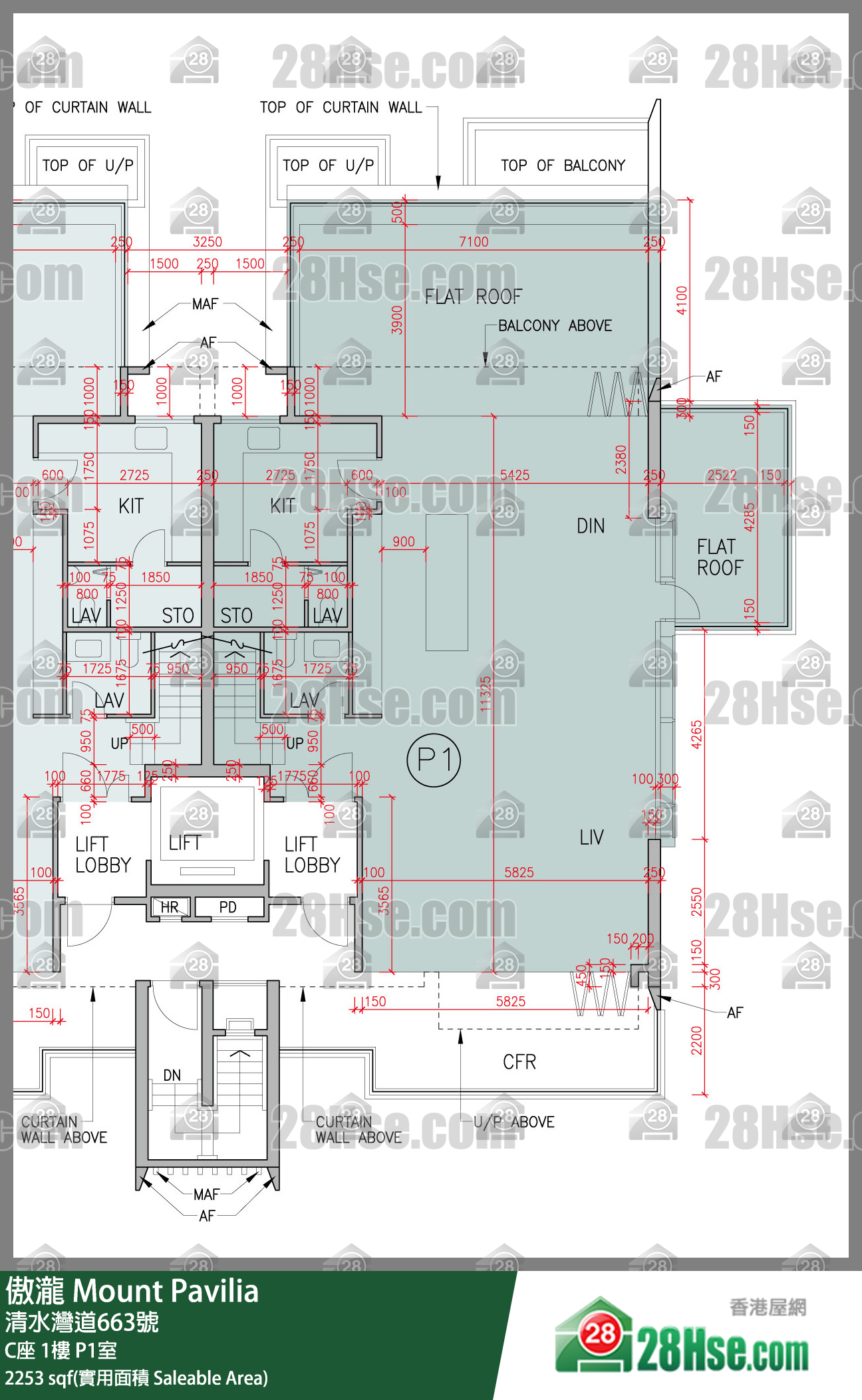 傲瀧 C座1樓 P1室 平面圖