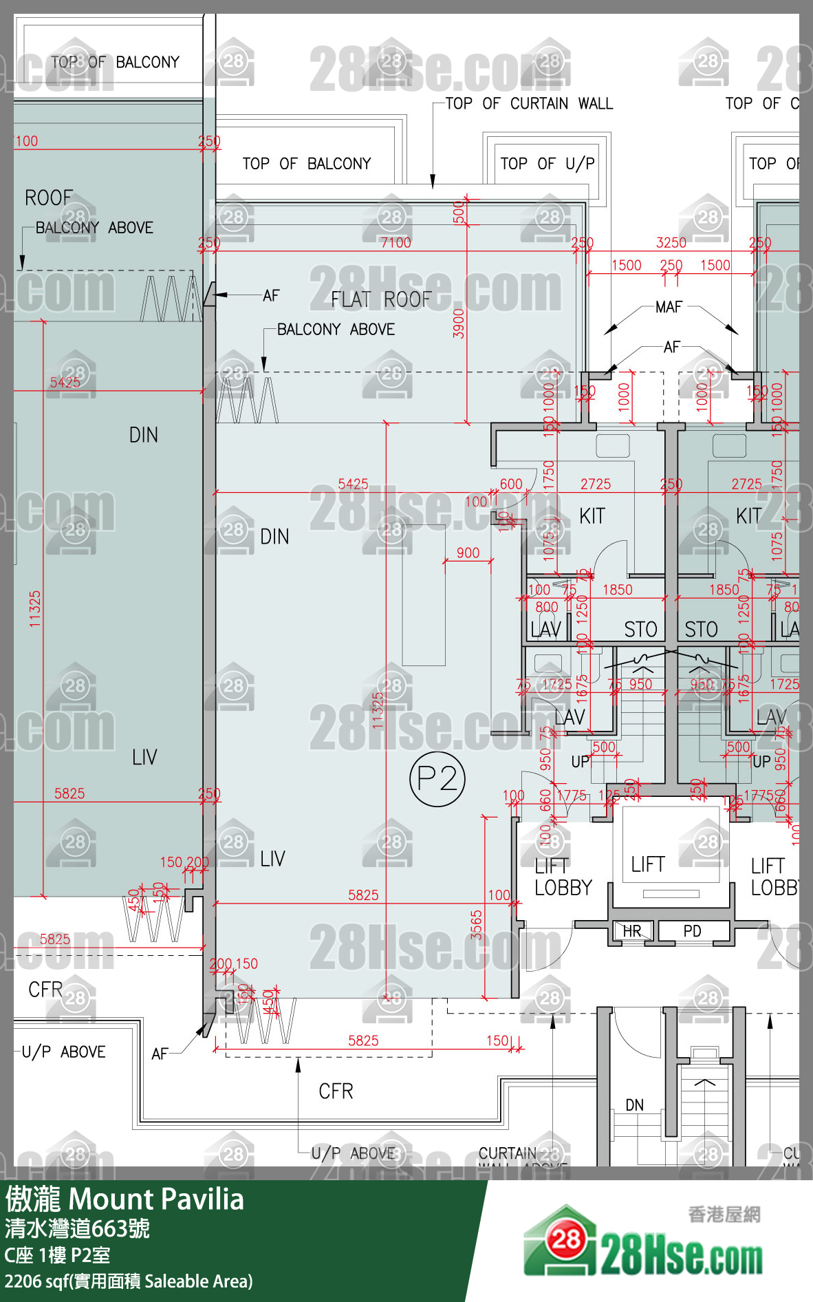 傲瀧 C座1樓 P2室 平面圖