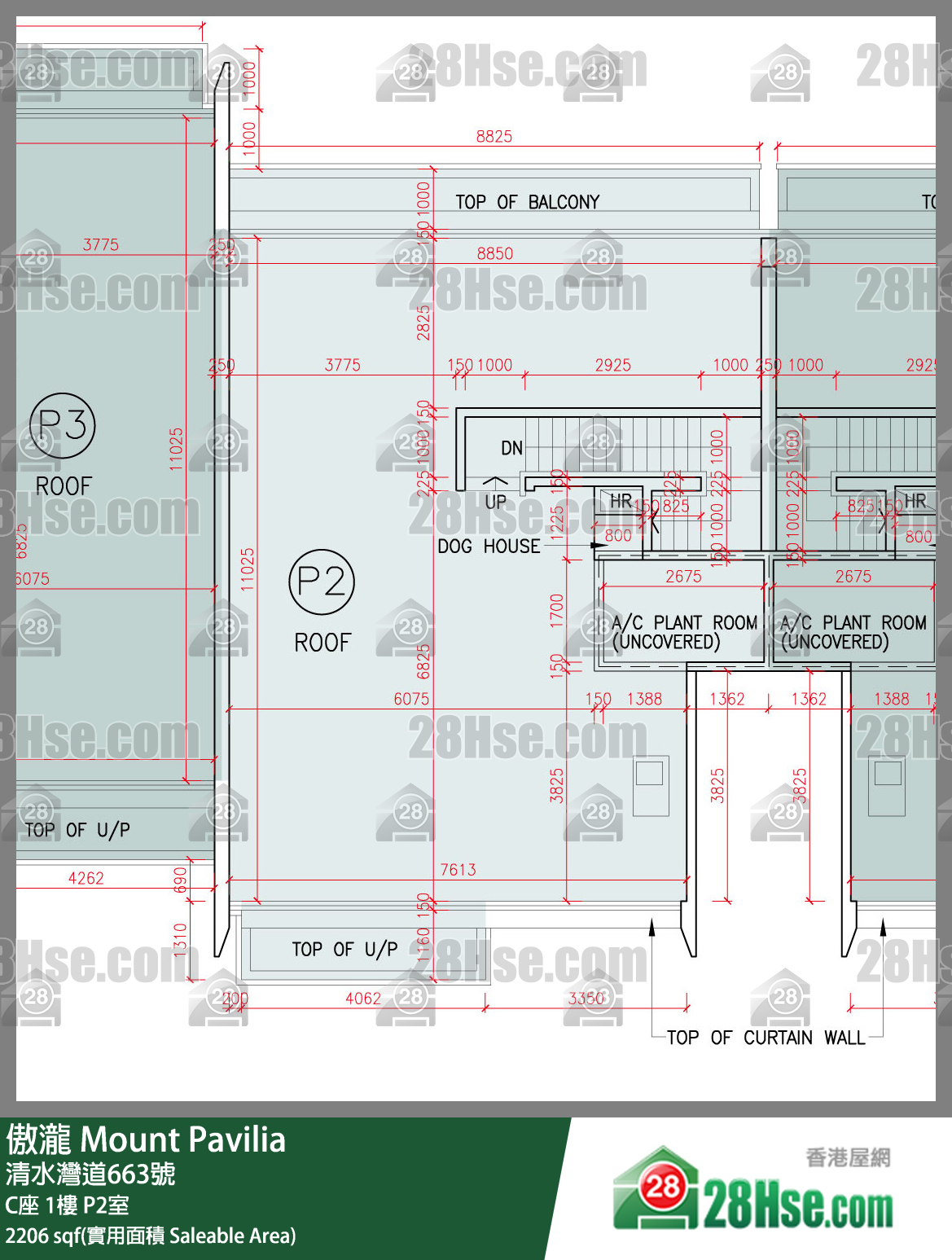 傲瀧 C座1樓 P2室 平面圖