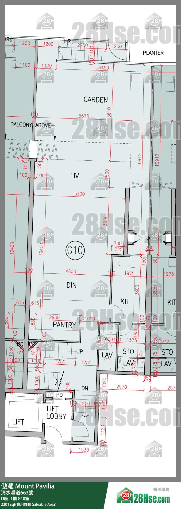 傲瀧 D座LG樓 G10室 平面圖