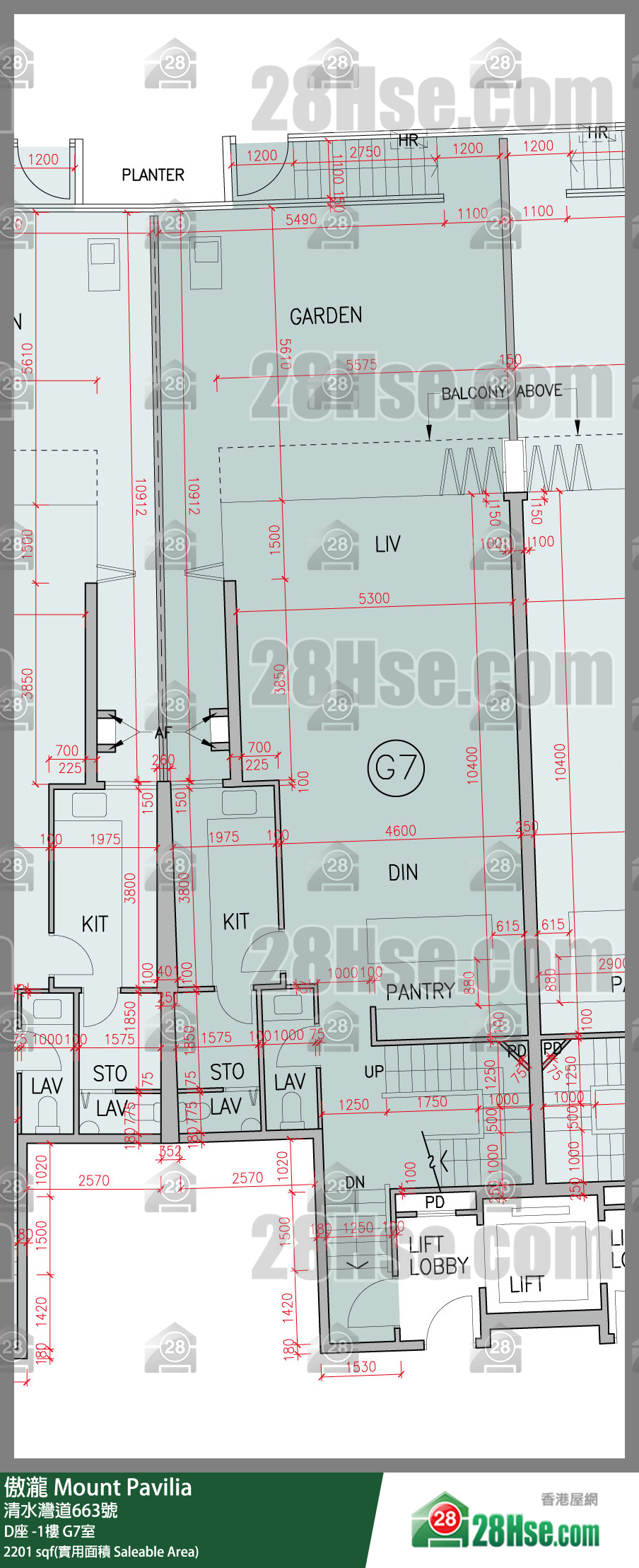 傲瀧 D座LG樓 G7室 平面圖