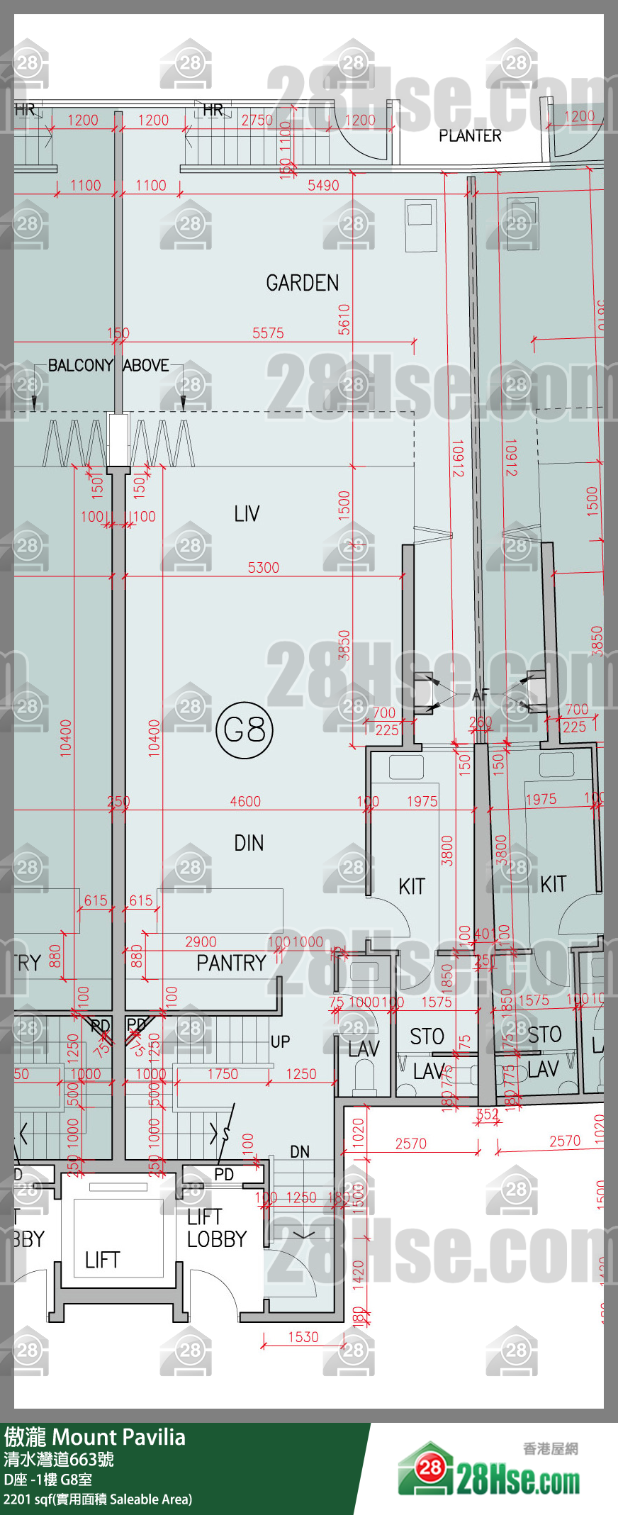 傲瀧 D座LG樓 G8室 平面圖