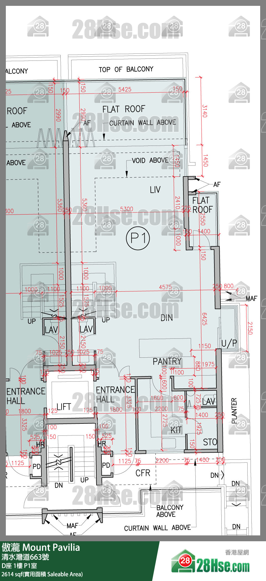 傲瀧 D座1樓 P1室 平面圖