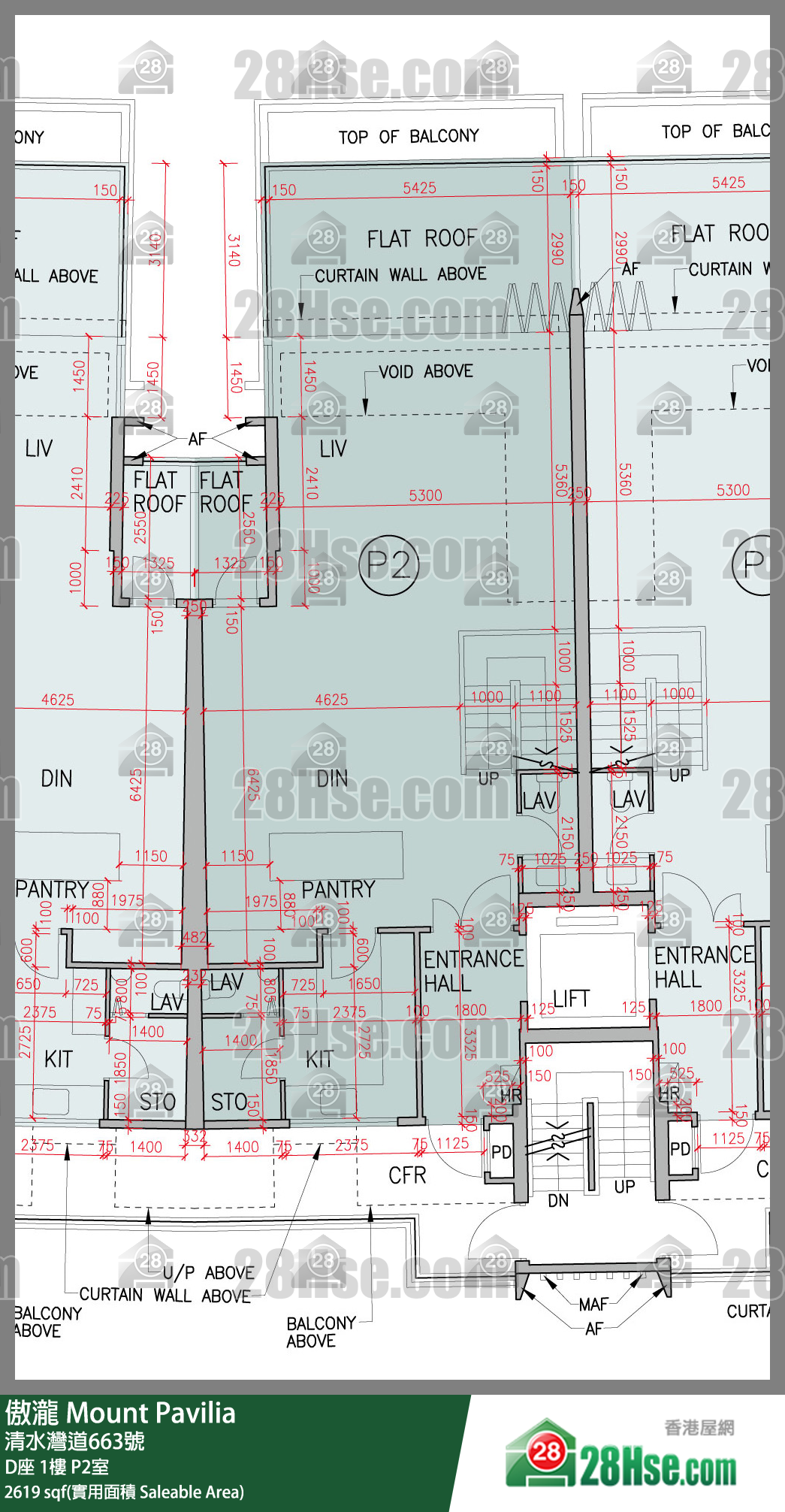 傲瀧 D座1樓 P2室 平面圖