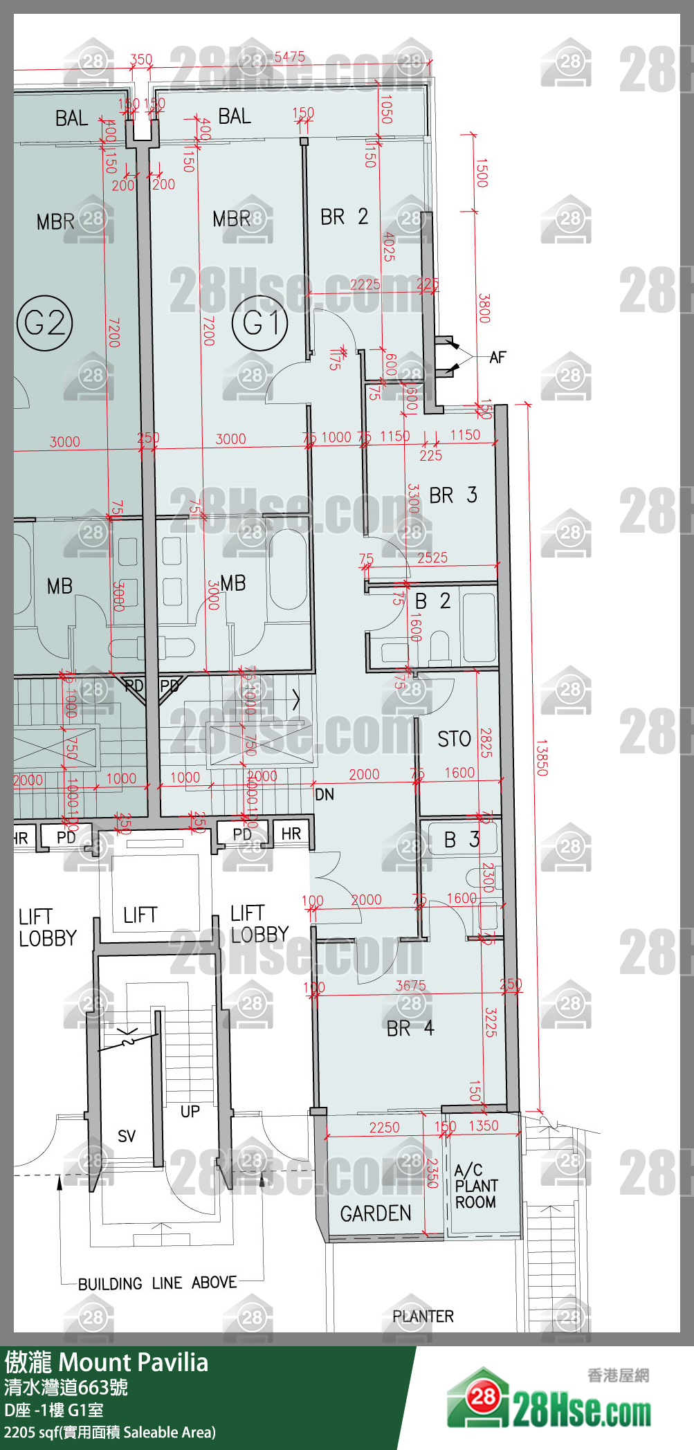 傲瀧 D座LG樓 G1室 平面圖