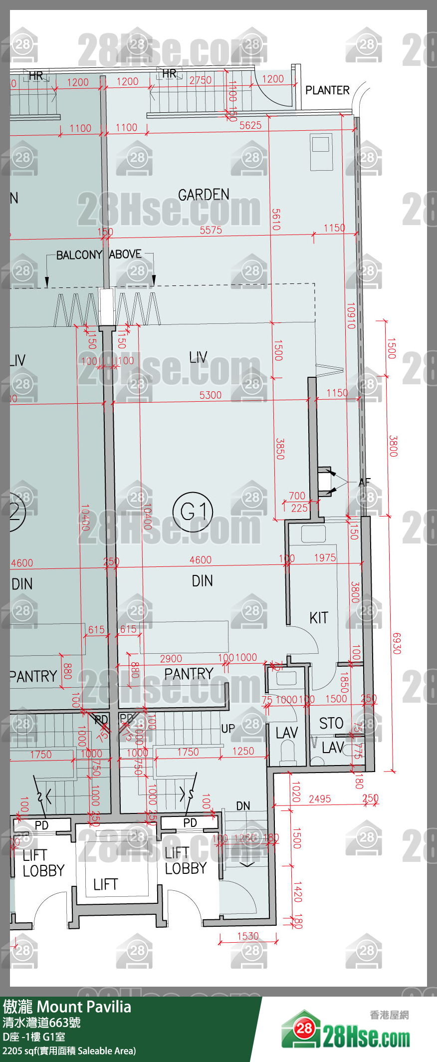 傲瀧 D座LG樓 G1室 平面圖