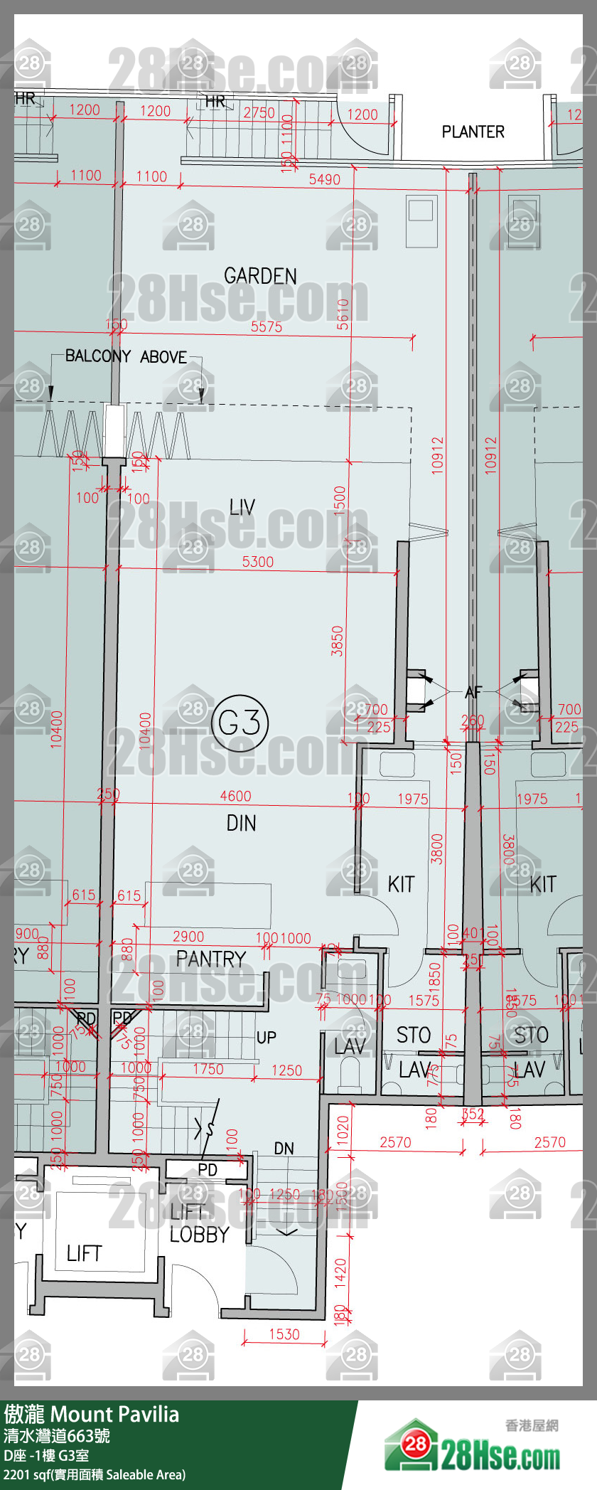 傲瀧 D座LG樓 G3室 平面圖