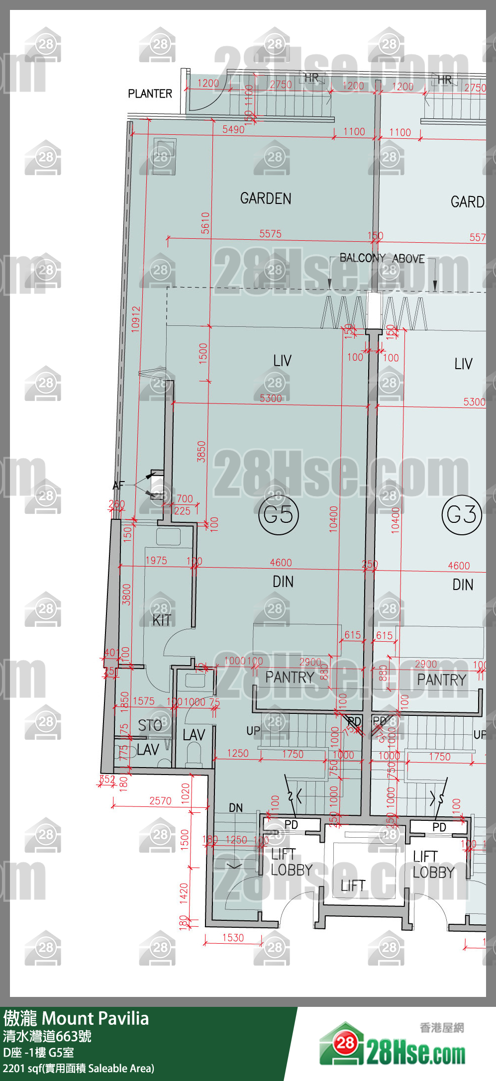 傲瀧 D座LG樓 G5室 平面圖