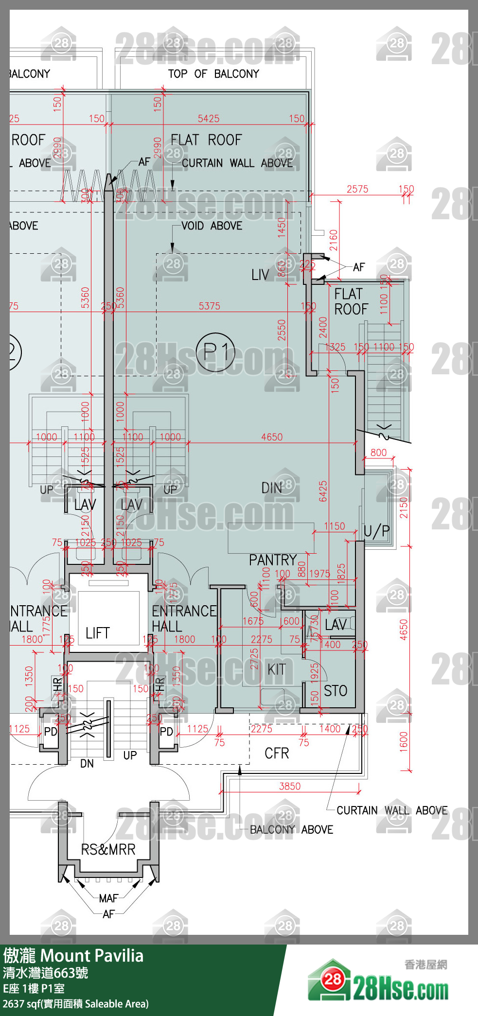 傲瀧 E座1樓 P1室 平面圖